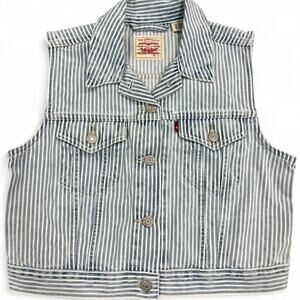 Levi’s Striped Cropped Denim Vest NWT